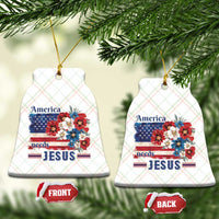 America Needs Jesus Ceramic Ornament Christian Floral US Flag 4th of July