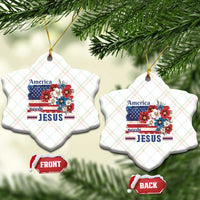 America Needs Jesus Ceramic Ornament Christian Floral US Flag 4th of July