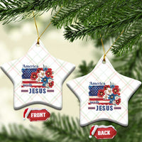 America Needs Jesus Ceramic Ornament Christian Floral US Flag 4th of July