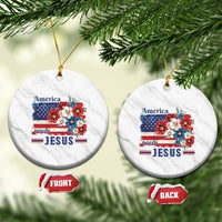 America Needs Jesus Ceramic Ornament Christian Floral US Flag 4th of July