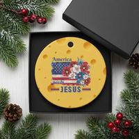 America Needs Jesus Ceramic Ornament Christian Floral US Flag 4th of July