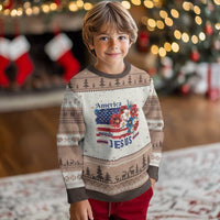 America Needs Jesus Ugly Christmas Sweater Christian Floral US Flag 4th of July