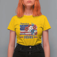 America Needs Jesus T Shirt For Women Christian Floral US Flag 4th of July