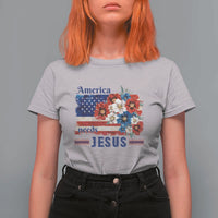 America Needs Jesus T Shirt For Women Christian Floral US Flag 4th of July