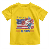 America Needs Jesus Toddler T Shirt Christian Floral US Flag 4th of July