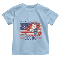 America Needs Jesus Toddler T Shirt Christian Floral US Flag 4th of July