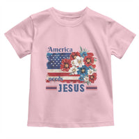 America Needs Jesus Toddler T Shirt Christian Floral US Flag 4th of July
