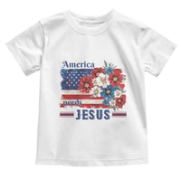 America Needs Jesus Toddler T Shirt Christian Floral US Flag 4th of July