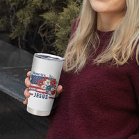 America Needs Jesus Tumbler Cup Christian Floral US Flag 4th of July