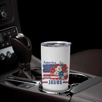 America Needs Jesus Tumbler Cup Christian Floral US Flag 4th of July