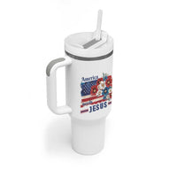 America Needs Jesus Tumbler With Handle Christian Floral US Flag 4th of July