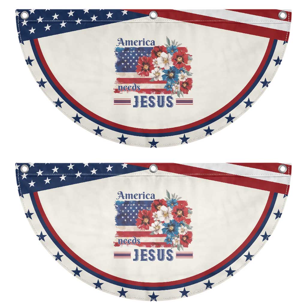 America Needs Jesus Patriotic Fan Flag Christian Floral US Flag 4th of July