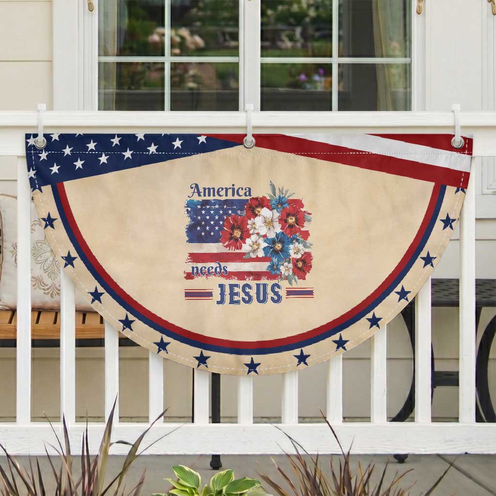 America Needs Jesus Patriotic Fan Flag Christian Floral US Flag 4th of July
