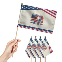 America Needs Jesus Patriotic Handheld Flag Christian Floral US Flag 4th of July