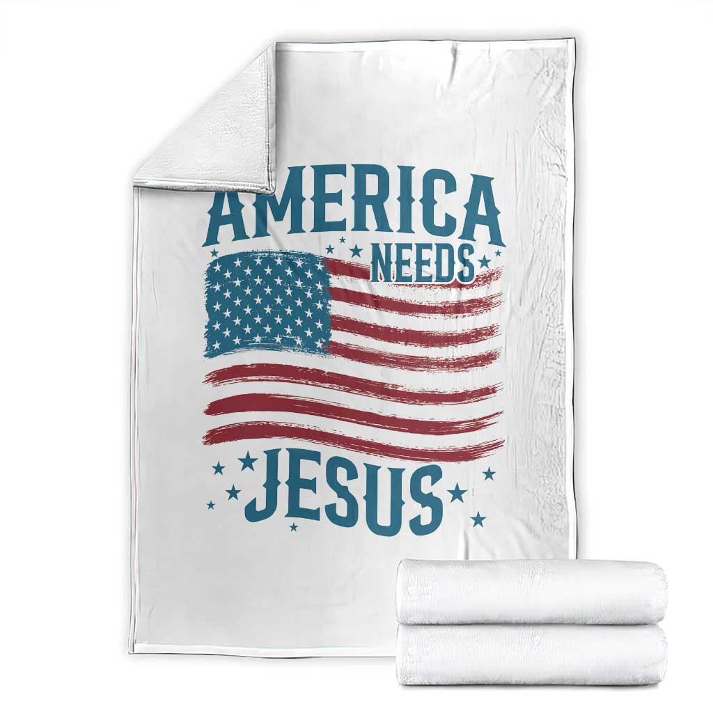 America Needs Jesus Throw Blanket 4th of July Christian