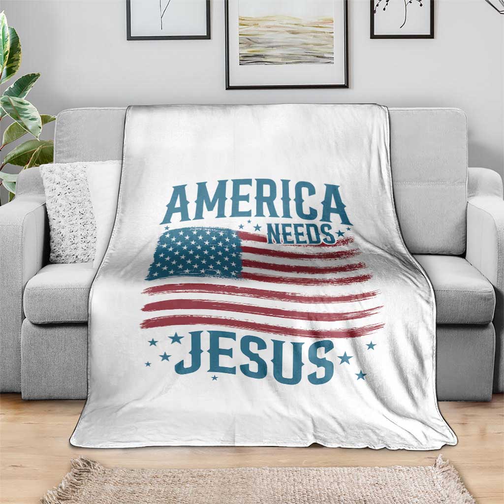 America Needs Jesus Throw Blanket 4th of July Christian