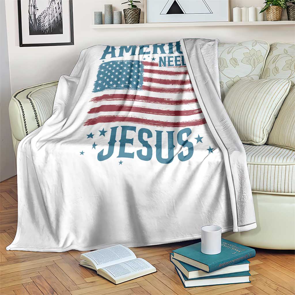 America Needs Jesus Throw Blanket 4th of July Christian