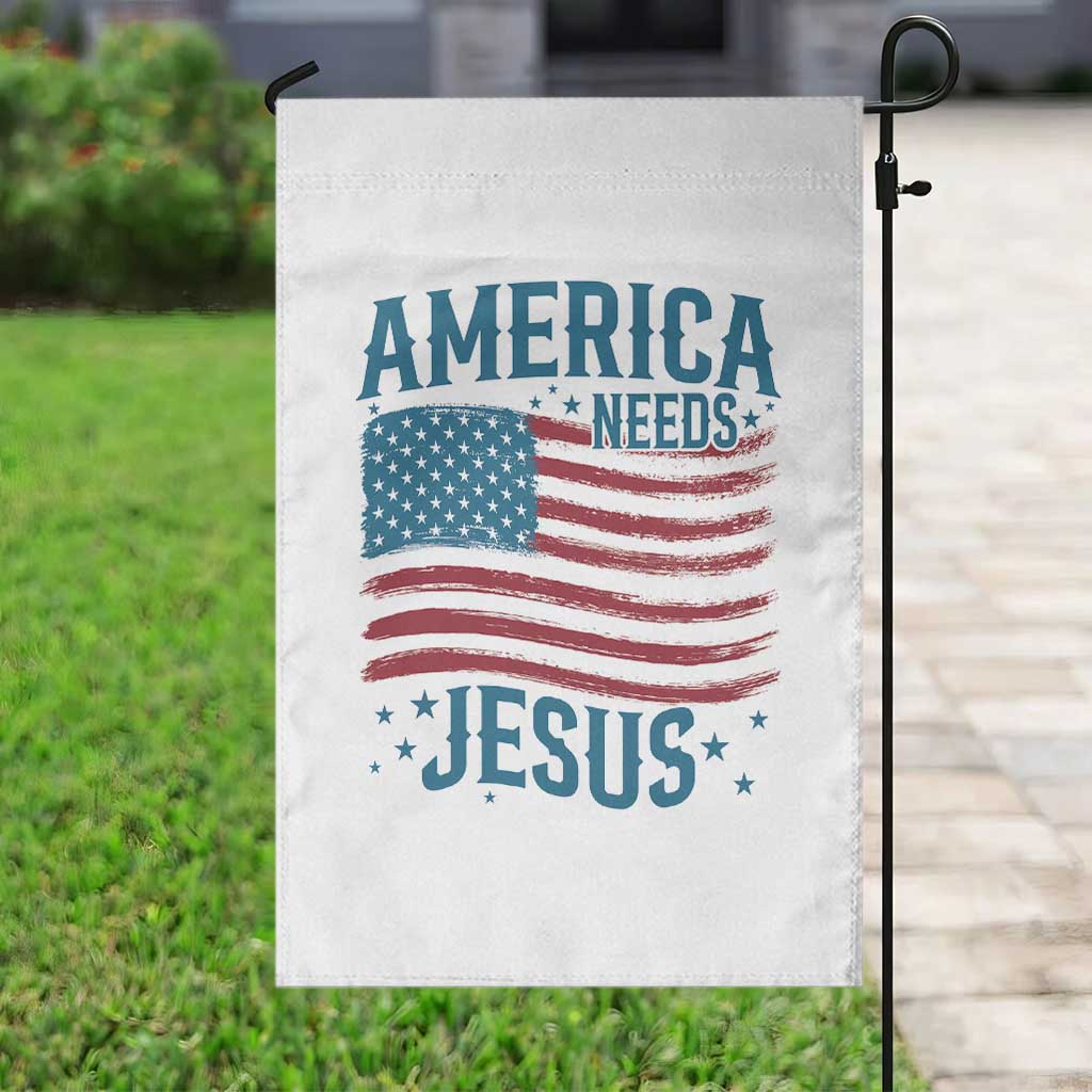 America Needs Jesus Garden Flag 4th of July Christian