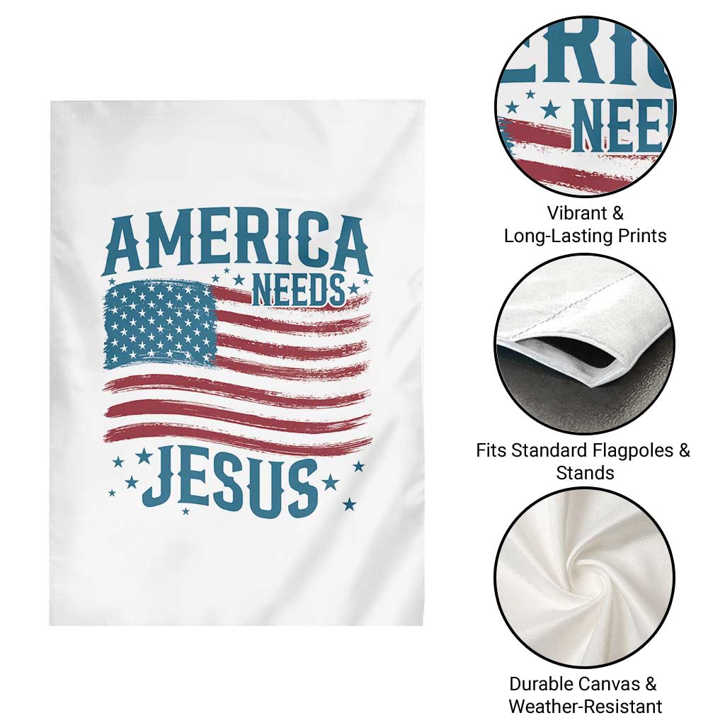 America Needs Jesus Garden Flag 4th of July Christian