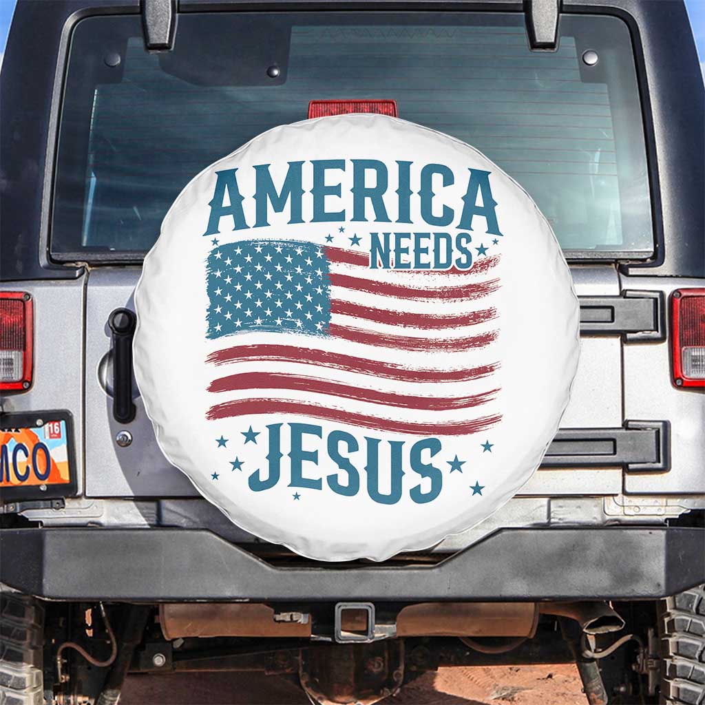 America Needs Jesus Spare Tire Cover 4th of July Christian