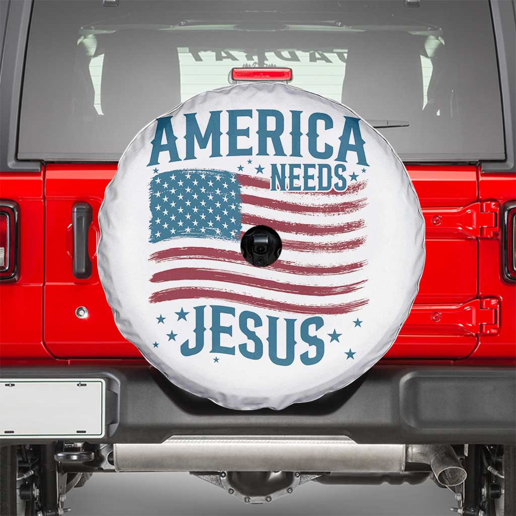 America Needs Jesus Spare Tire Cover 4th of July Christian