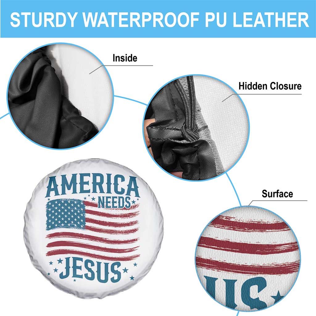 America Needs Jesus Spare Tire Cover 4th of July Christian