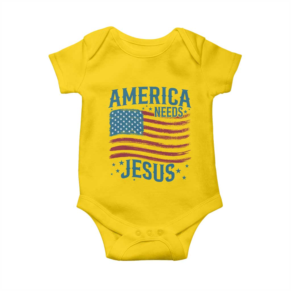 America Needs Jesus Baby Onesie 4th of July Christian