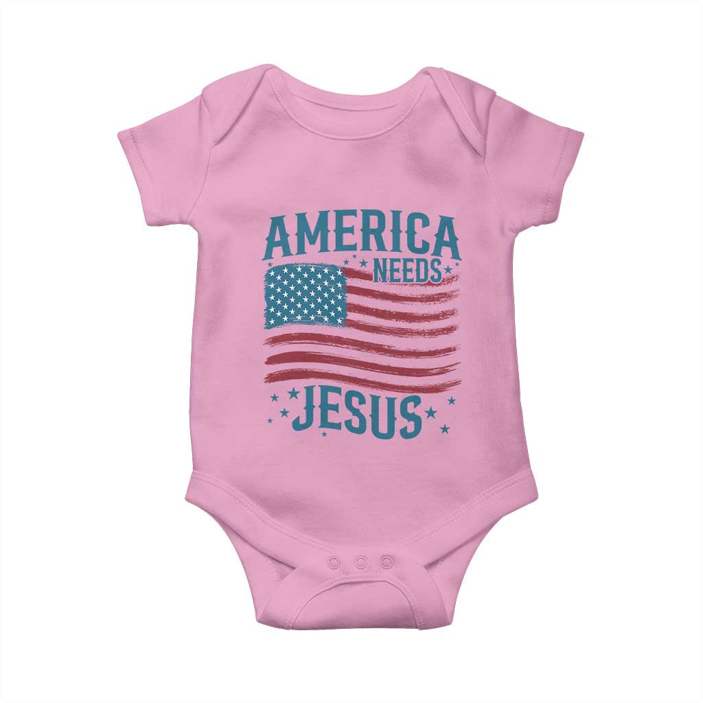 America Needs Jesus Baby Onesie 4th of July Christian