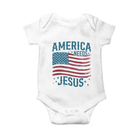 America Needs Jesus Baby Onesie 4th of July Christian