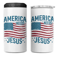 America Needs Jesus 4 in 1 Can Cooler Tumbler 4th of July Christian
