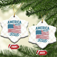 America Needs Jesus Ceramic Ornament 4th of July Christian