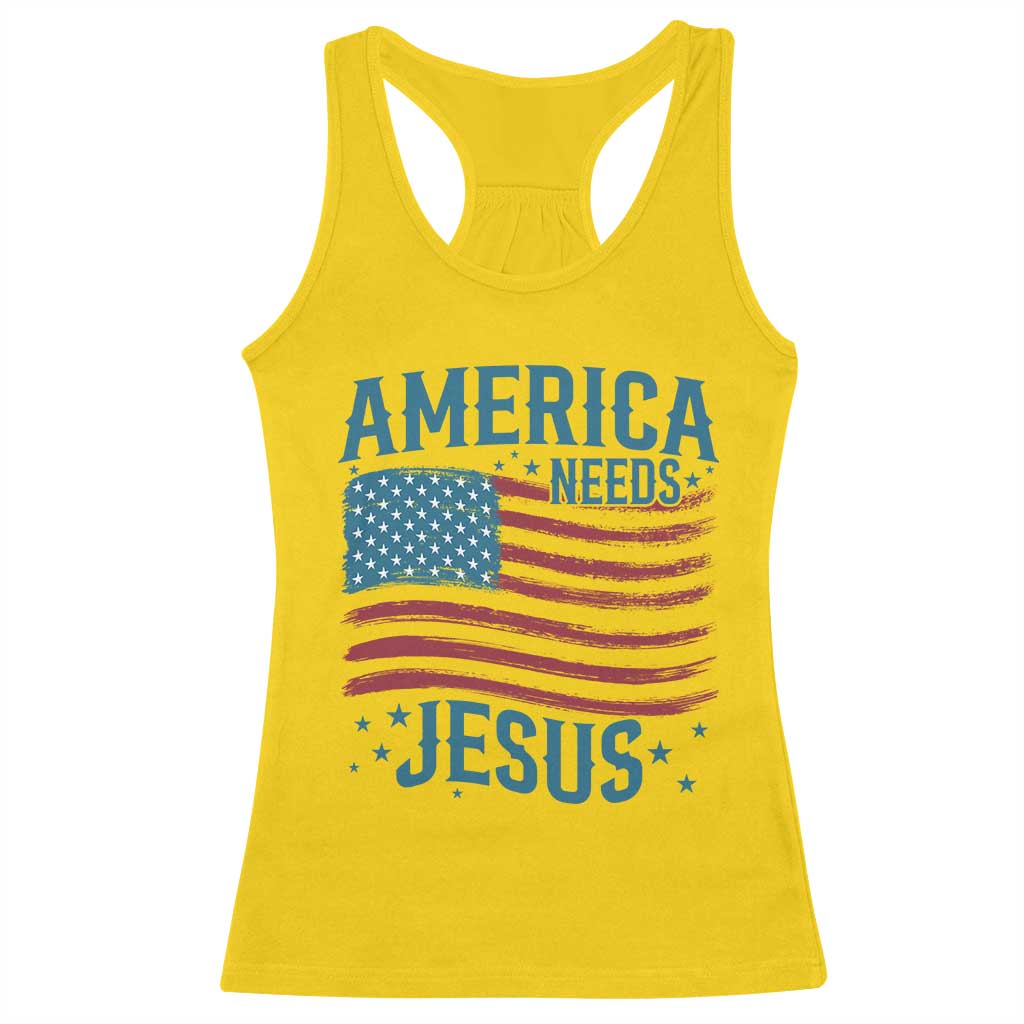 America Needs Jesus Racerback Tank Top 4th of July Christian