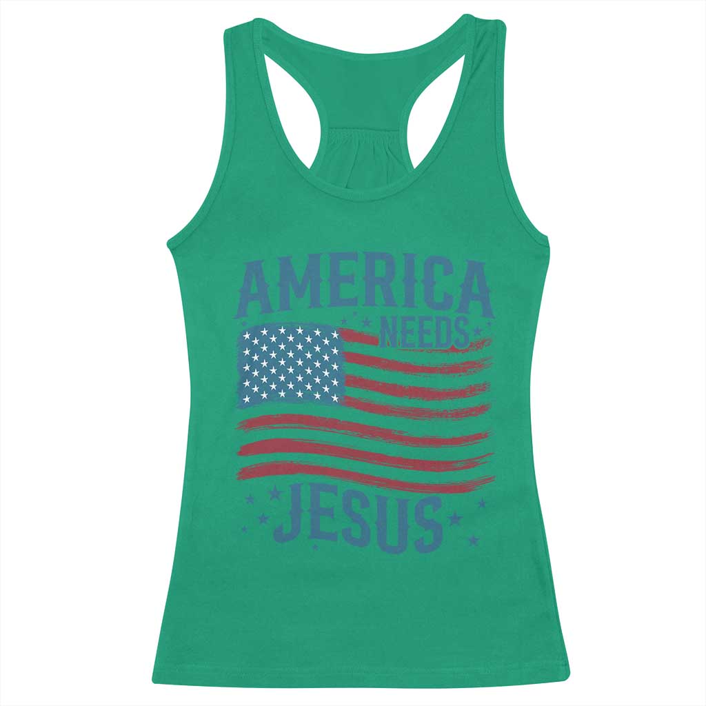 America Needs Jesus Racerback Tank Top 4th of July Christian
