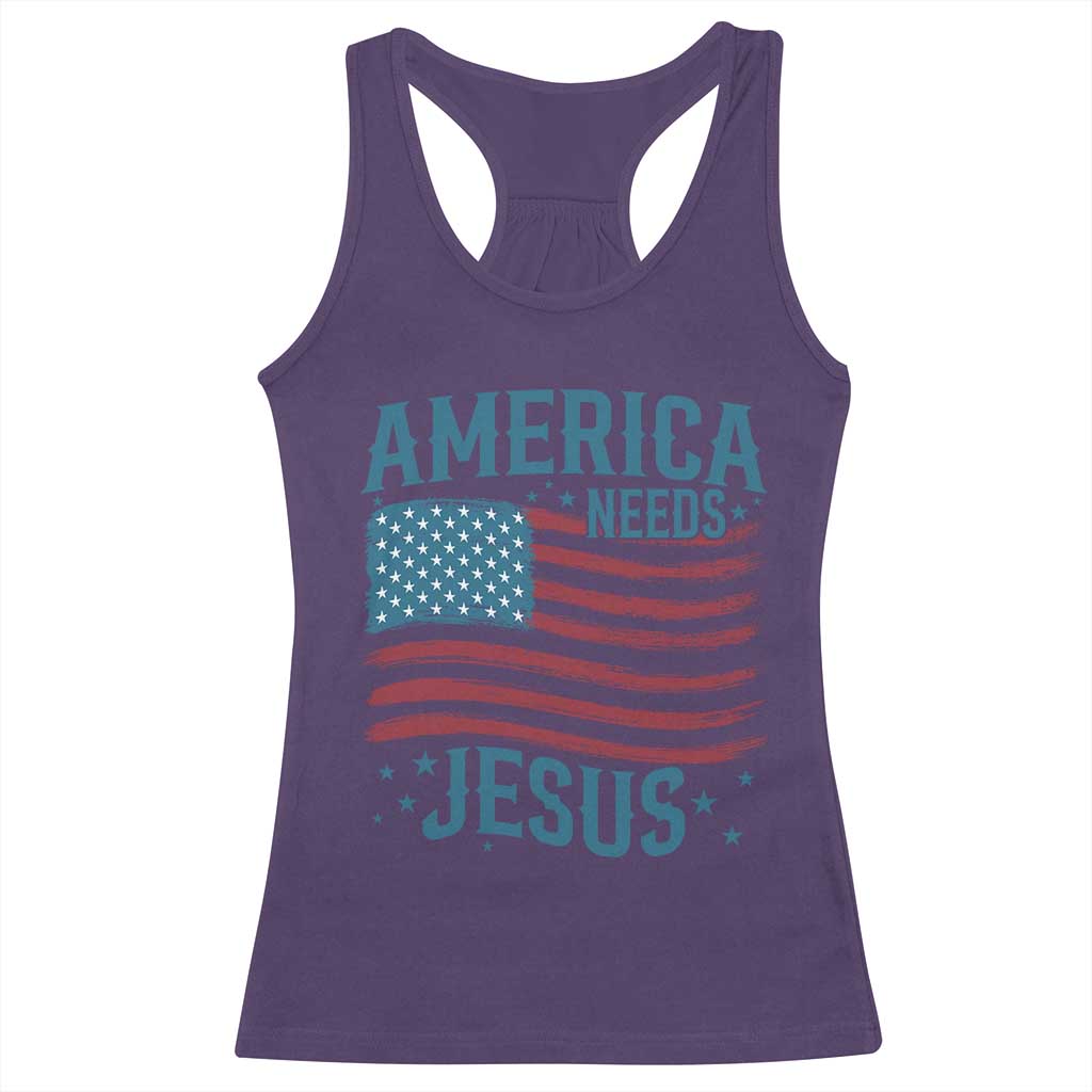 America Needs Jesus Racerback Tank Top 4th of July Christian