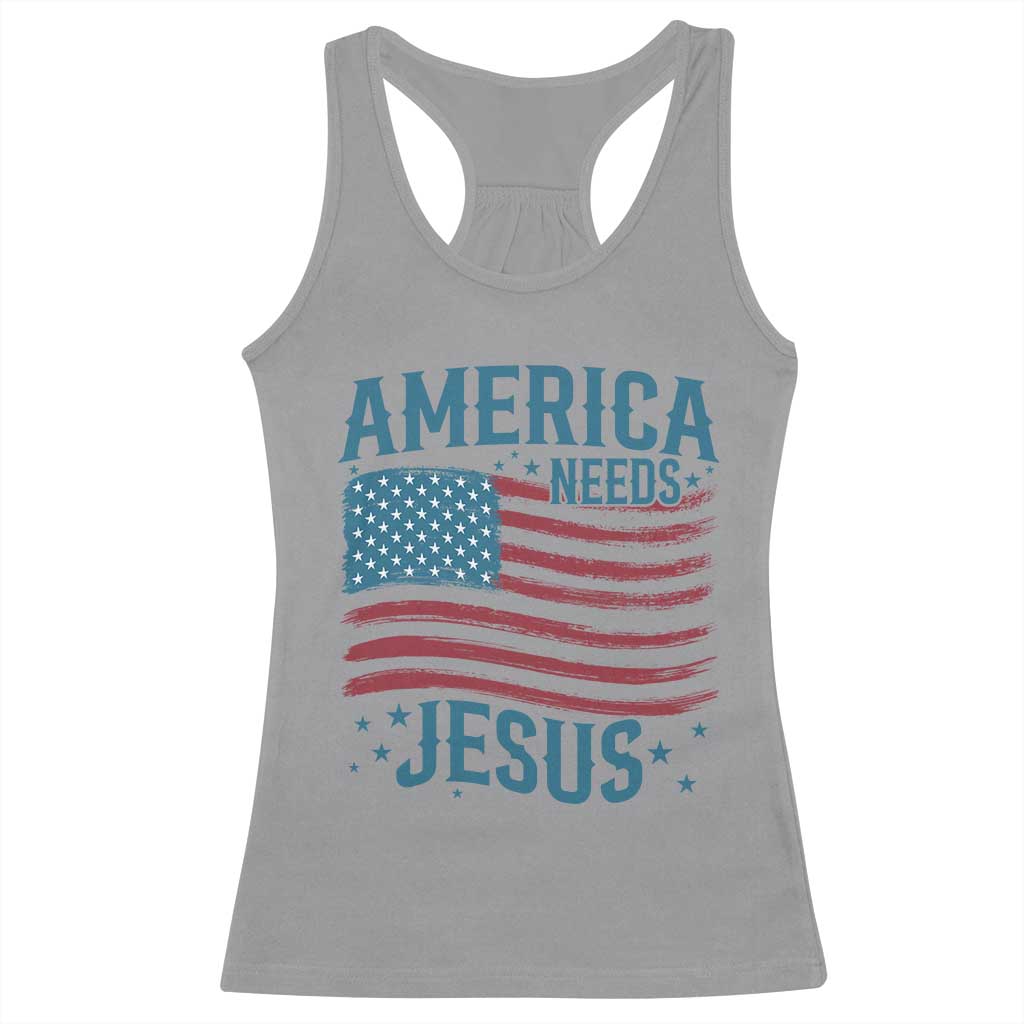 America Needs Jesus Racerback Tank Top 4th of July Christian