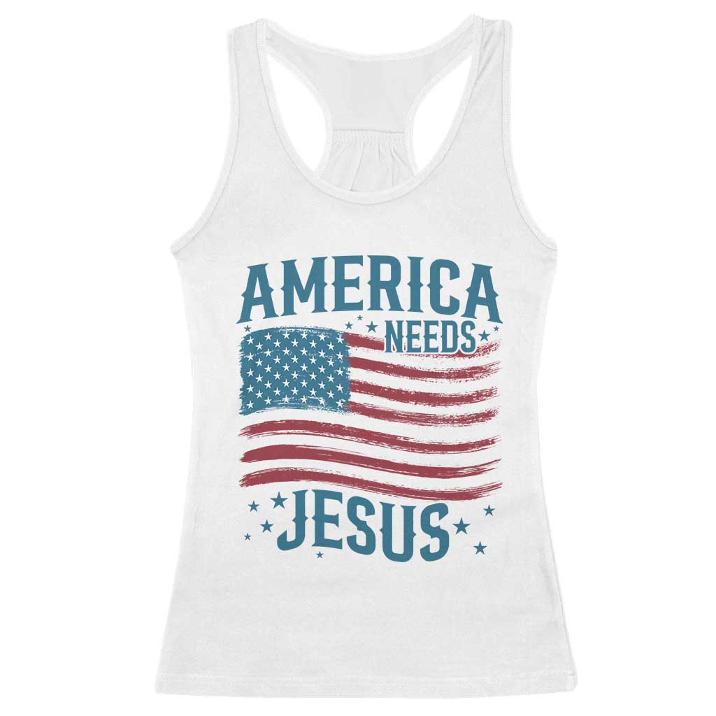 America Needs Jesus Racerback Tank Top 4th of July Christian