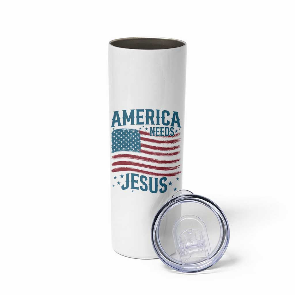 America Needs Jesus Skinny Tumbler 4th of July Christian