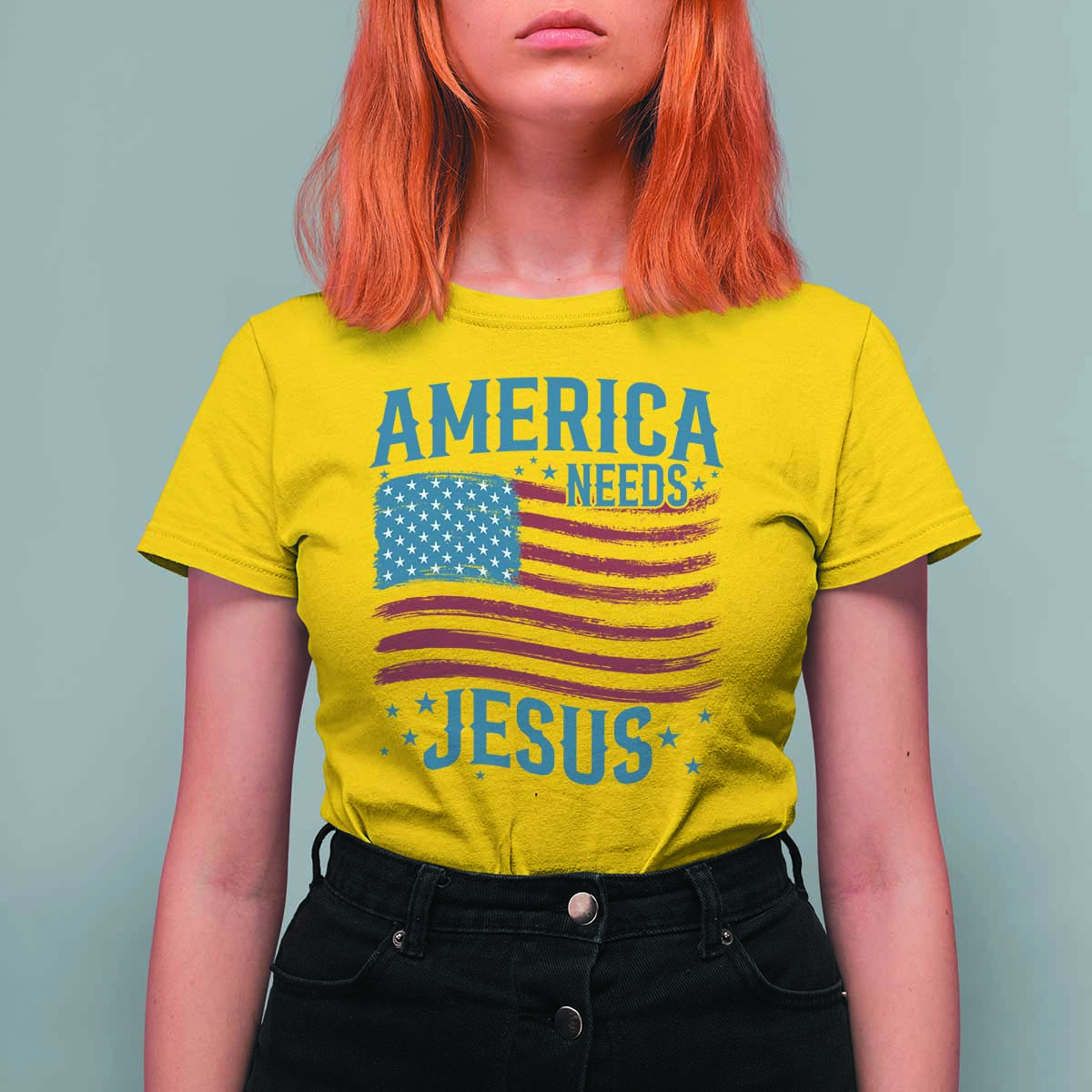 America Needs Jesus T Shirt For Women 4th of July Christian