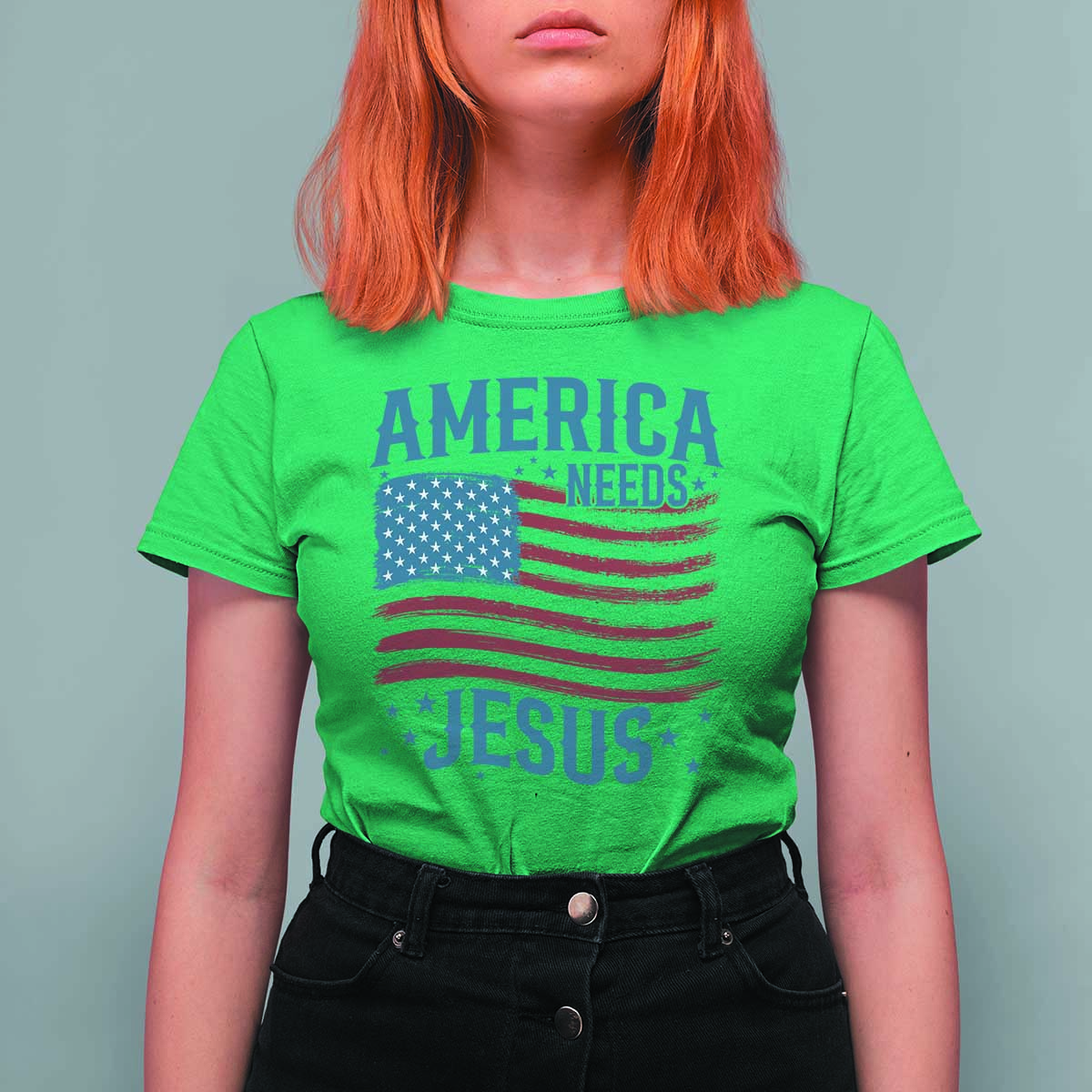 America Needs Jesus T Shirt For Women 4th of July Christian