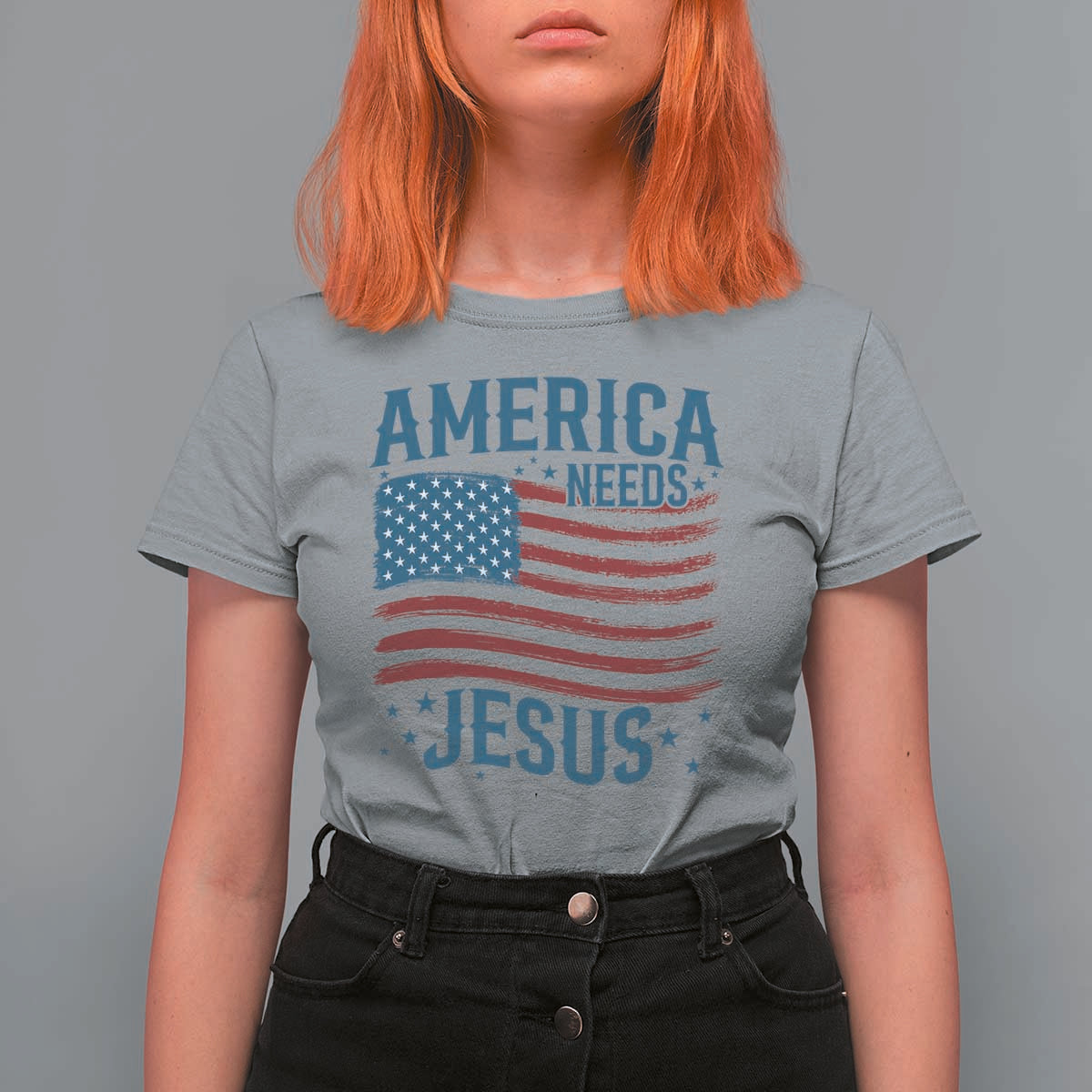 America Needs Jesus T Shirt For Women 4th of July Christian