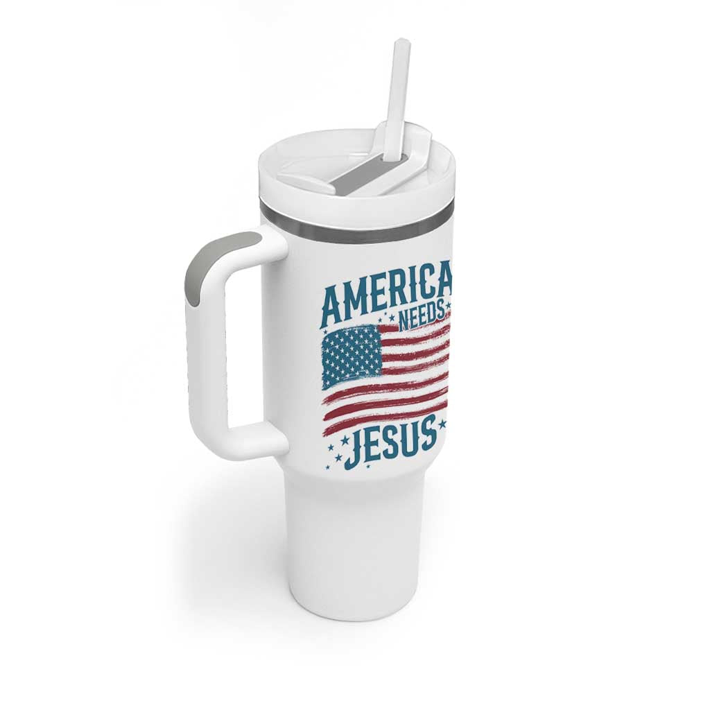 America Needs Jesus Tumbler With Handle 4th of July Christian