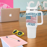 America Needs Jesus Tumbler With Handle 4th of July Christian