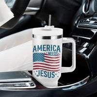 America Needs Jesus Tumbler With Handle 4th of July Christian