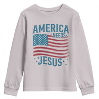 America Needs Jesus Youth Sweatshirt 4th of July Christian