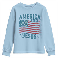 America Needs Jesus Youth Sweatshirt 4th of July Christian