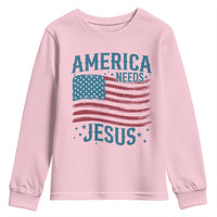 America Needs Jesus Youth Sweatshirt 4th of July Christian