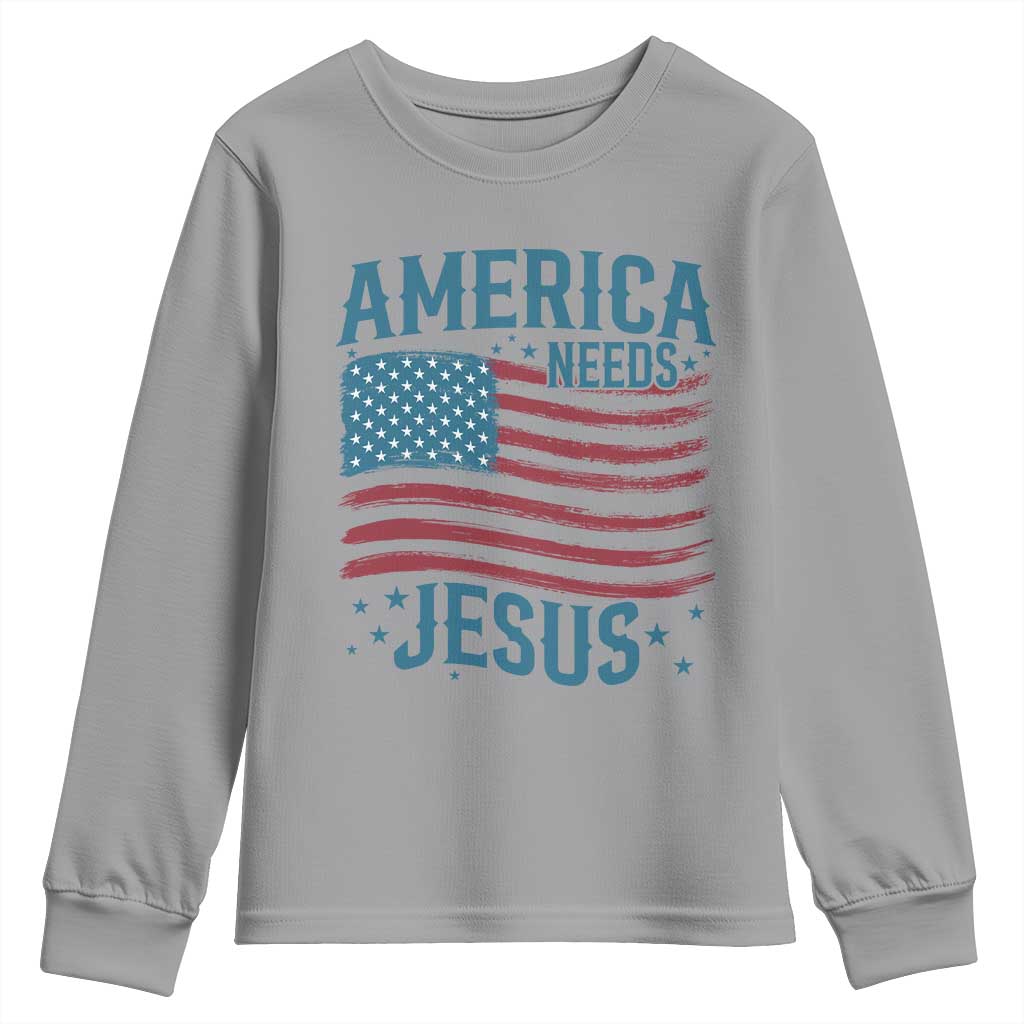 America Needs Jesus Youth Sweatshirt 4th of July Christian