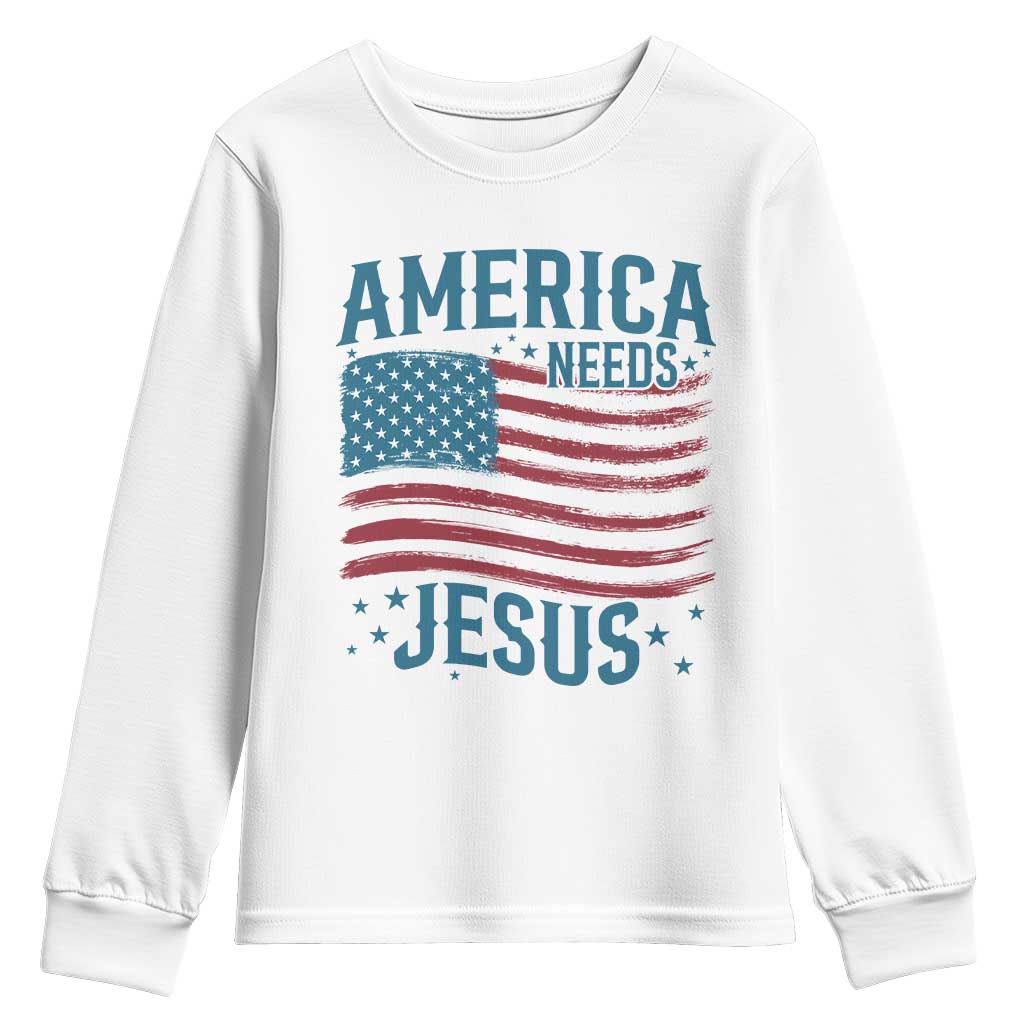 America Needs Jesus Youth Sweatshirt 4th of July Christian
