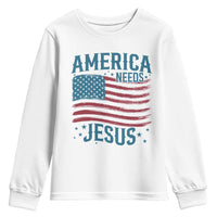 America Needs Jesus Youth Sweatshirt 4th of July Christian