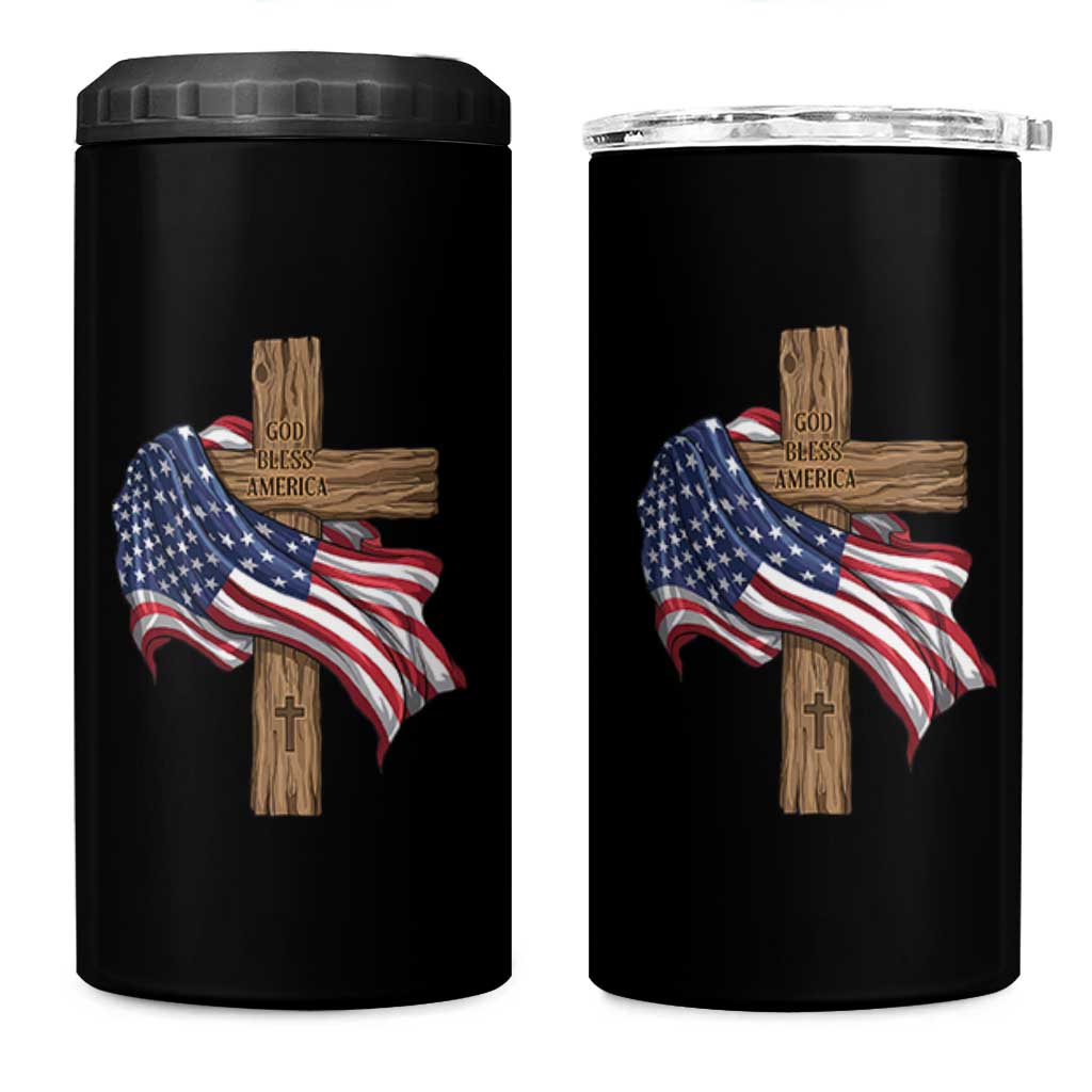 God Bless America 250 Years 4 in 1 Can Cooler Tumbler 4th of July Christian Jesus